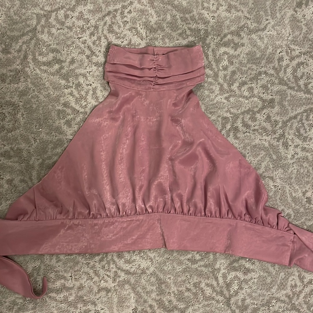 Nasty gal pink halter tie crop top